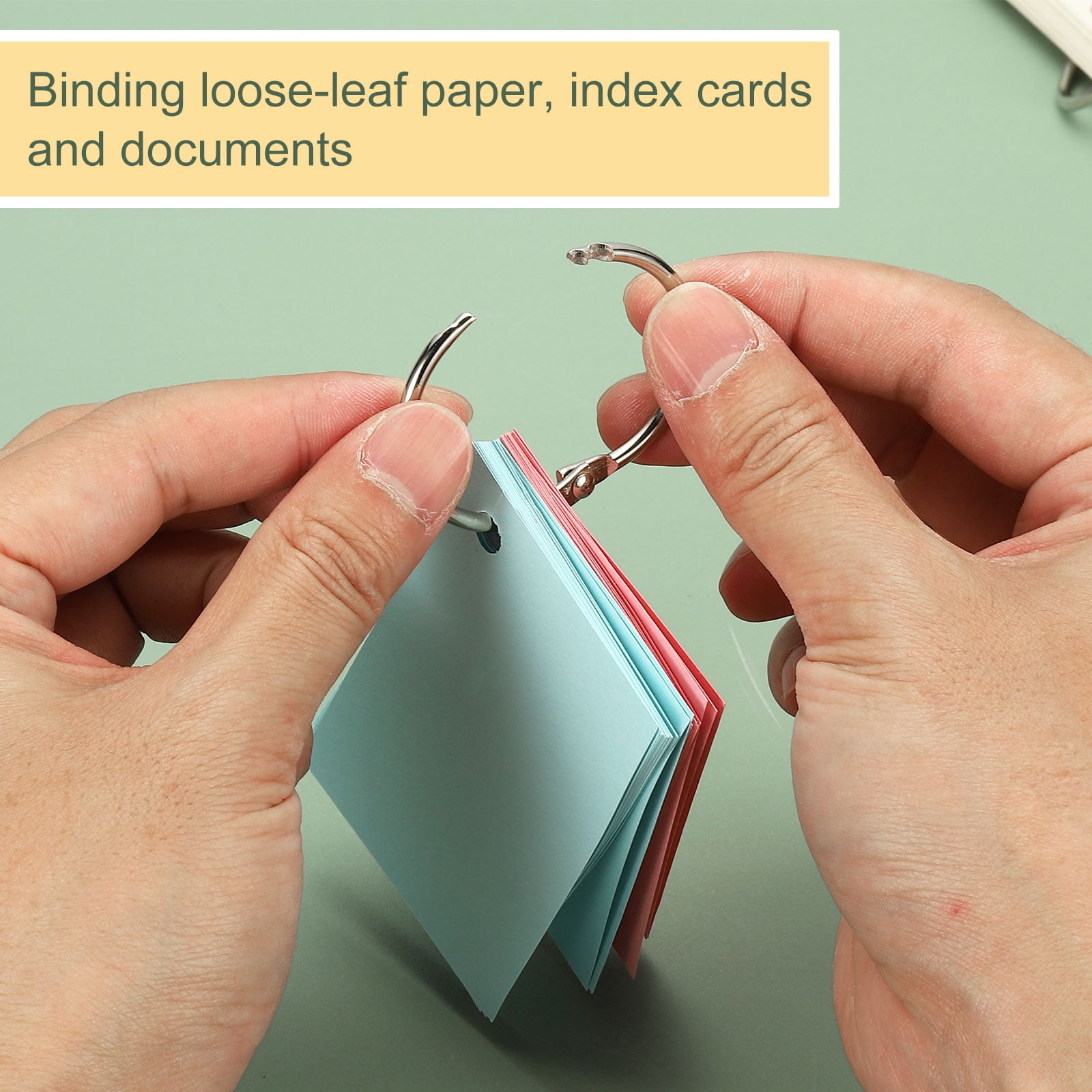 Uxcell 3.1" x 3.5" Loose Leaf Binder Rings, 60 Pcs Metal Book Rings Nickel Keychain Ring for Paper Index Cards Flash Card Notebook Rings Office Home Book Binder, Silver Tone