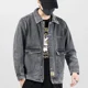 thumbnail image 3 of Abrigo vaquero para hombre, abrigo con bordado, chaqueta vaquera para hombre, gris, lavado, de lujo, de marca, de diseñador, elástico, nuevo, talla grande, G, suelto, L, 3 of 5