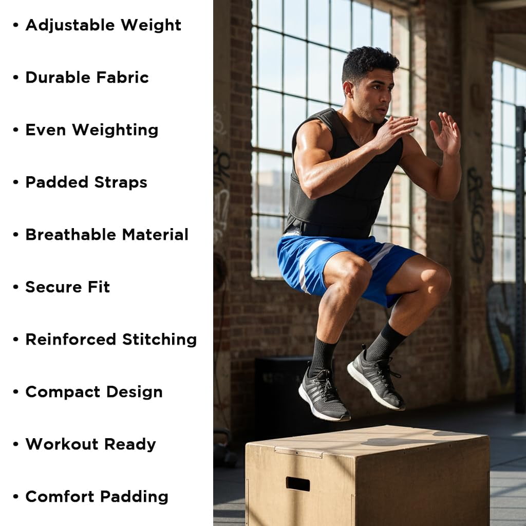 Adjustable Weighted Vest 10 lb, 18 Levels, 8oz Increments, Neoprene Soft Weight Vest with Breathable Padding & Secure Hook & Loop Belt for Running, Cardio & Strength Training