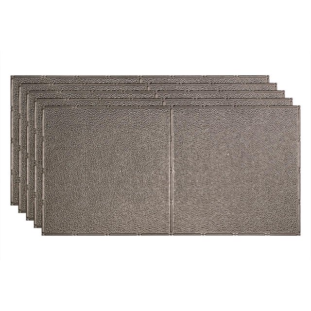 FASÄDE Border Fill Decorative Vinyl 2ft x 4ft Glue Up Ceiling Panel in Galvanized Steel (5 Pack)