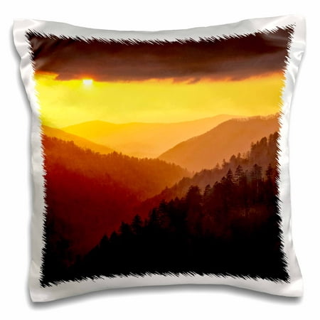 3dRose Tennessee, Great Smoky Mountains National Park. Sunset in valley - Pillow Case, 16 by