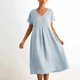 thumbnail image 5 of TaTaai Women Casual V-Neck Solid Long Sleeve Short Dress with Side Pockets Loose Fit Stretchy Fabric Stylish Comfort Dress for Daily Spring Summer Outfits Gift, 5 of 5