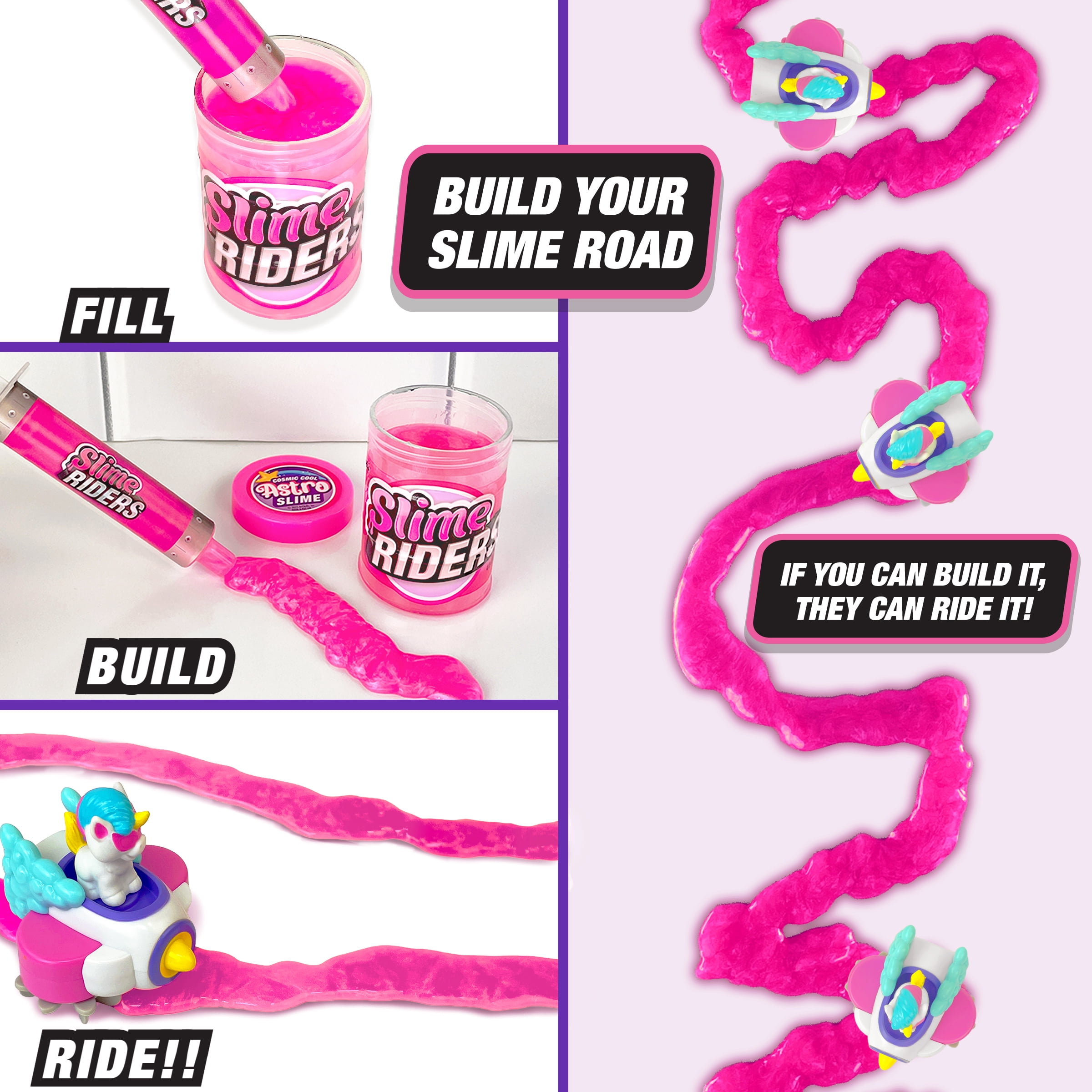 Slime Riders - Slime Toy Race Track Builder with Motorized Rechargeable Car - Sparkles The Unicorn