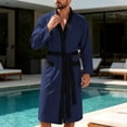 thumbnail image 2 of successthop Bathrobes for Men Long Sleeves Bathrobe Knee Homewear Belted Sleepwear Jacquard After Bath Fall Loungewear, 2 of 8