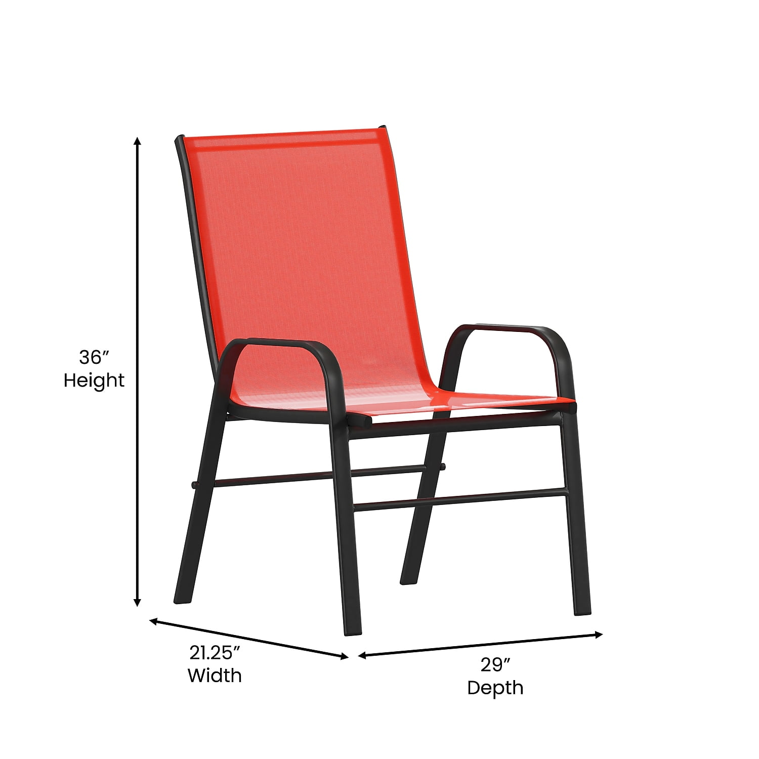 Flash Furniture Brazos Metal Patio Stack Chair in Red (Set of 4)