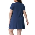 thumbnail image 4 of DARING DIVA Women's Plus Size Short Sleeve Ruffle Casual Nightgown 3X Navy Blue, 4 of 5