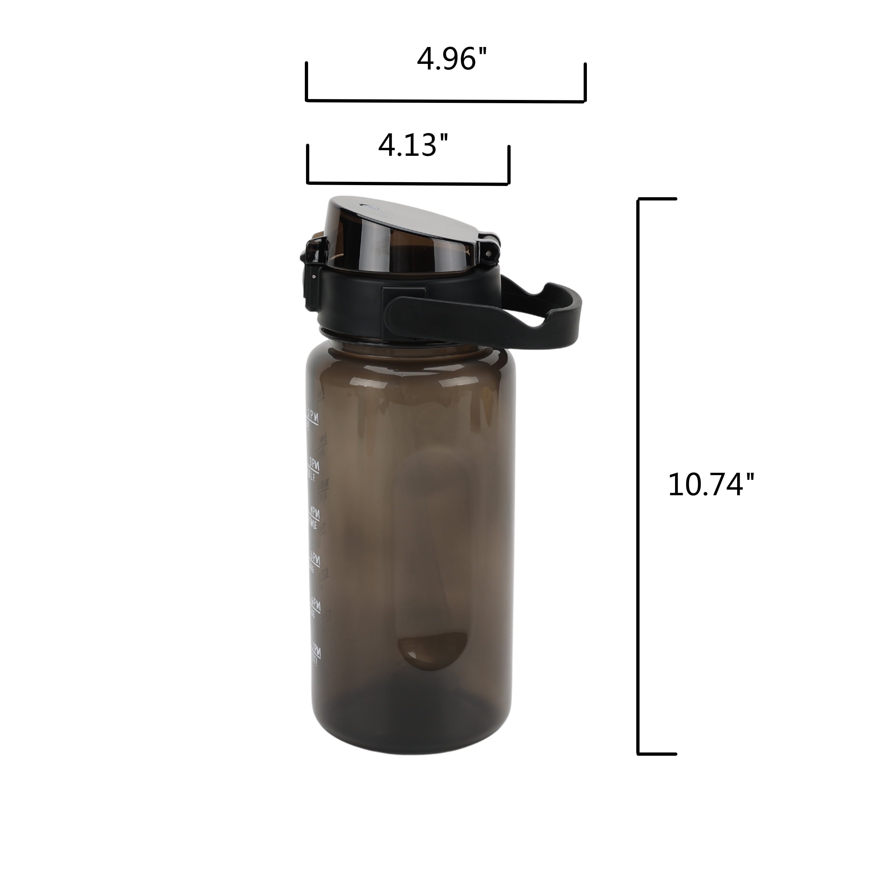 Mainstays 48 oz Black Plastic Water Bottle with Handle and Built-In Phone Holder
