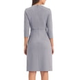 thumbnail image 3 of INSPIRE CHIC Women's A-Line Dress Contrast Color Wear-to-Work Tweed Trim Dresses L Grey, 3 of 3