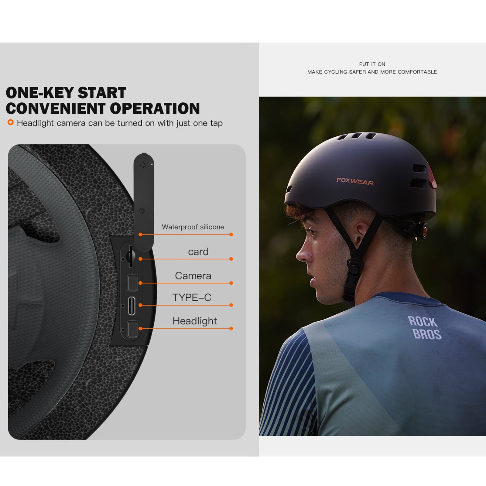 Commuters Helmets with 720P Camera & Windproof Ear Protections Comfortable Helmets with Record & Bright Front LEDs