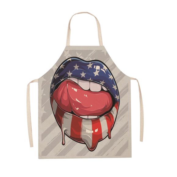WHEANG American Independence Day Apron Home Party Sleeveless Coverall Kitchen Cooking Apron Adjustable Baking Apron (1pc)