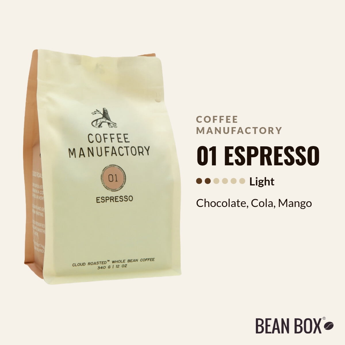 01 ESPRESSO - Roasted by Coffee Manufactory - Whole Bean Coffee - 12oz Bag