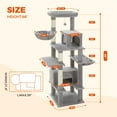 thumbnail image 3 of Demi Bonn 66" Cat Tree Tower for Big Cats, Cat Tree House Furniture with Hammock, Indoor Cat Condo for Adult Cats, Gray, 3 of 7
