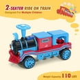 thumbnail image 3 of JOYLDIAS 12V 2 Seater Toy Ride on Train with Music, Train Honk, Lights, High/Low Speed and Storage, Blue, 3 of 8