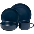 thumbnail image 2 of 10 Strawberry Street Wazee Matte 16 Pc Coupe Dinnerware Set, Midnight Blue, 2 of 8