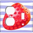 thumbnail image 4 of Metal Light Switch Plate Cover Ripe Red Strawberry Purple Stripes FUT005, 4 of 13