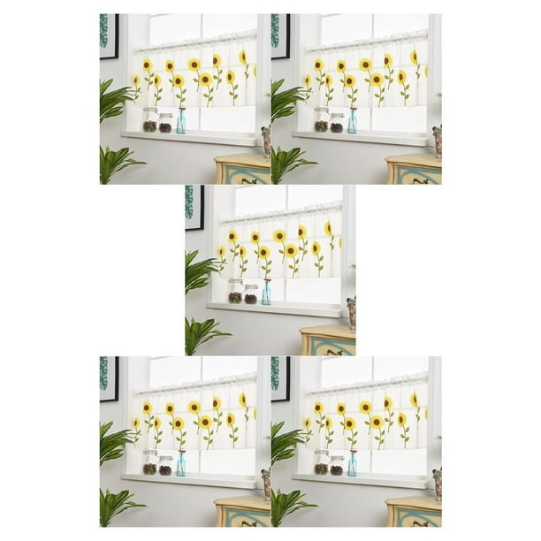 Medias cortinas de girasol bordadas Wosthever para sala de estar 1x0.5m