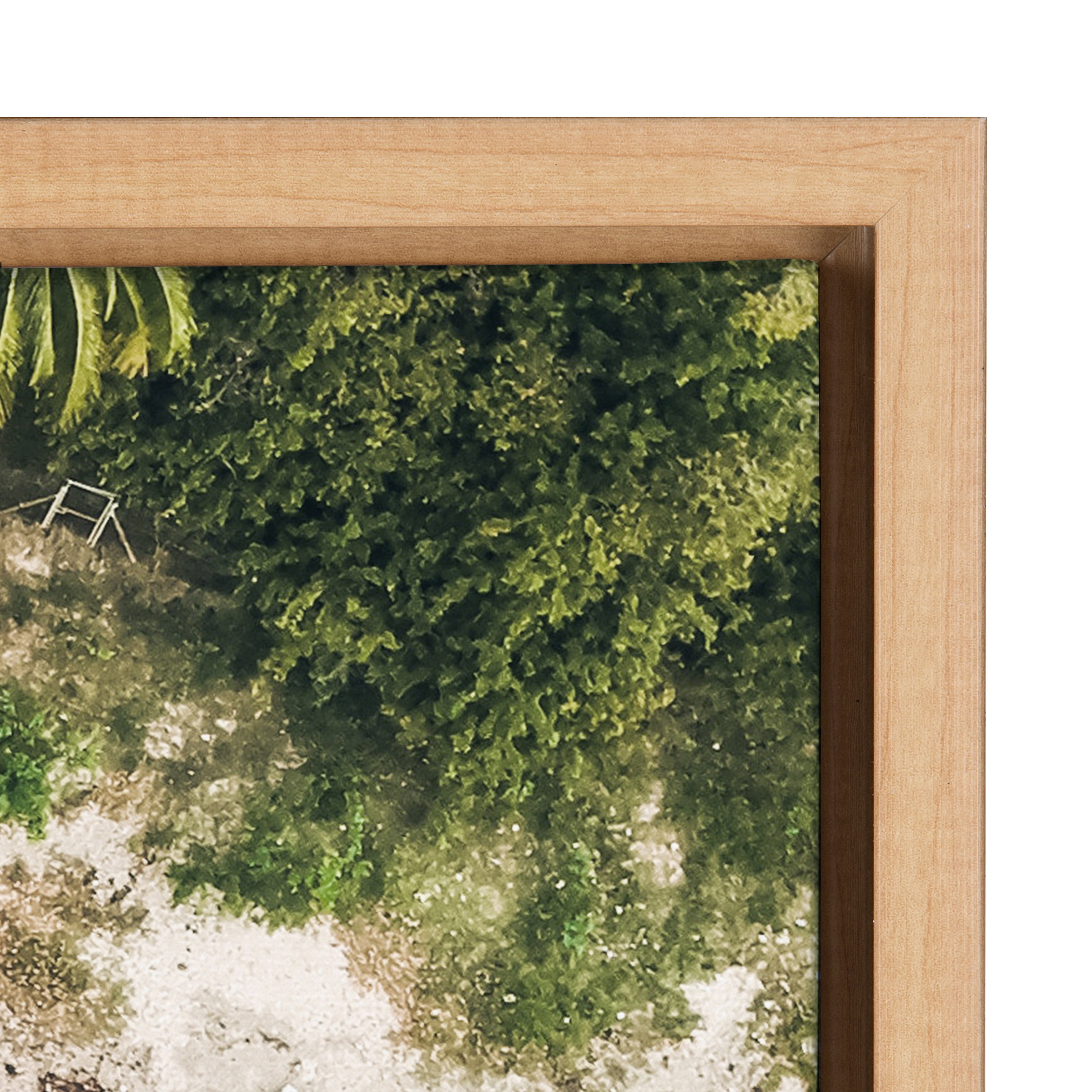 DesignOvation Sylvie Tropical Beach From Above Framed Canvas Wall Art By Amy Peterson, 23x33 Natural, Beautiful Beach Landscape For Living Room, Office, Bedroom, Or Bathroom