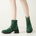 thumbnail image 2 of Women's Platform Chelsea Combat Boots Sparkly Metallic Leather Square Toe Chunky Heeled Short Ankle Booties, 2 of 8