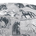 thumbnail image 3 of Grey Pouf Cover with Zipper, Different Kind of Nostalgic Gentle Horses on Calligraphic Vintage Styled Background, Soft Decorative Fabric Unstuffed Case, 30" W X 17.3" L, Grey White, by Ambesonne, 3 of 5