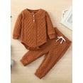 thumbnail image 3 of Musuos Baby Boy Girl Fall Outfits, 3 6 12 18 24M Long Sleeve Round Neck Button Sweater Knitting Romper + Casual Trousers Set, 3 of 9