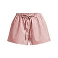 thumbnail image 5 of Audhol Lounge Shorts for Women! Striped Shorts for Women High Waisted Beach Casual Drawstring Pull on Elastic Waist Summer Shorts with Pockets Sleep Shorts Women Red M, 5 of 5