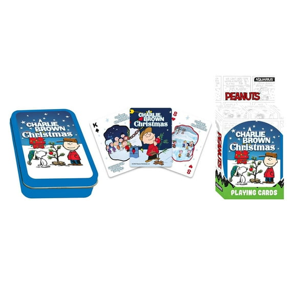 Peanuts Charlie Brown Christmas Playing Cards With Tin