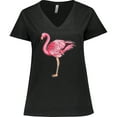 thumbnail image 3 of Inktastic Pink Flamingo Women's Plus Size V-Neck T-Shirt, 3 of 5