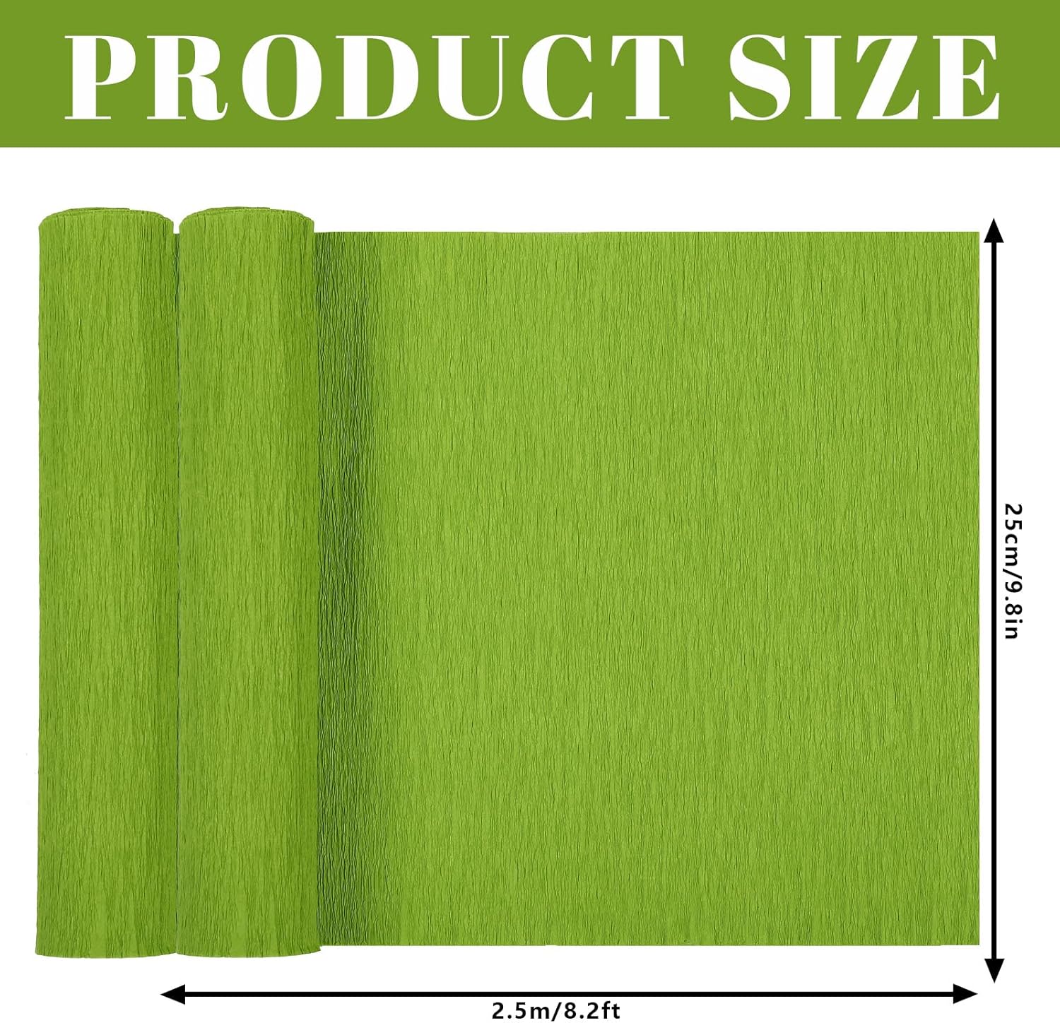 8 Rolls Crepe Paper Streamers 25 x 250cm 4 Colors Party Streamers Green Theme Crepe Paper Roll Decorative Craft Streamer for Gift Wrapping Paper Crafts Room Wall Decoration