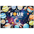 thumbnail image 3 of Outer Space Themed Colorful Banner with Astronaut Planets and Stars Reach Four for the Stars Party Decoration Backdrop Photography Props Kids Birthday Party Decor Background, 3 of 7