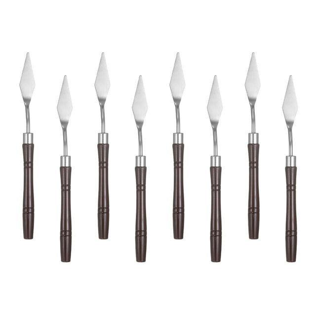 Uxcell 8pcs Herramienta de Paleta de Pintura 6.89" Espátula de Hoja de Acero Inoxidable con Mango de Plástico para Pintura al Óleo Acrílica en Lienzo, Rojo