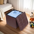thumbnail image 6 of PinkSheep 15" Folding Storage Ottoman Cube Footstool Ottoman Bench with Storage, Faux Leather, Brown, 6 of 7