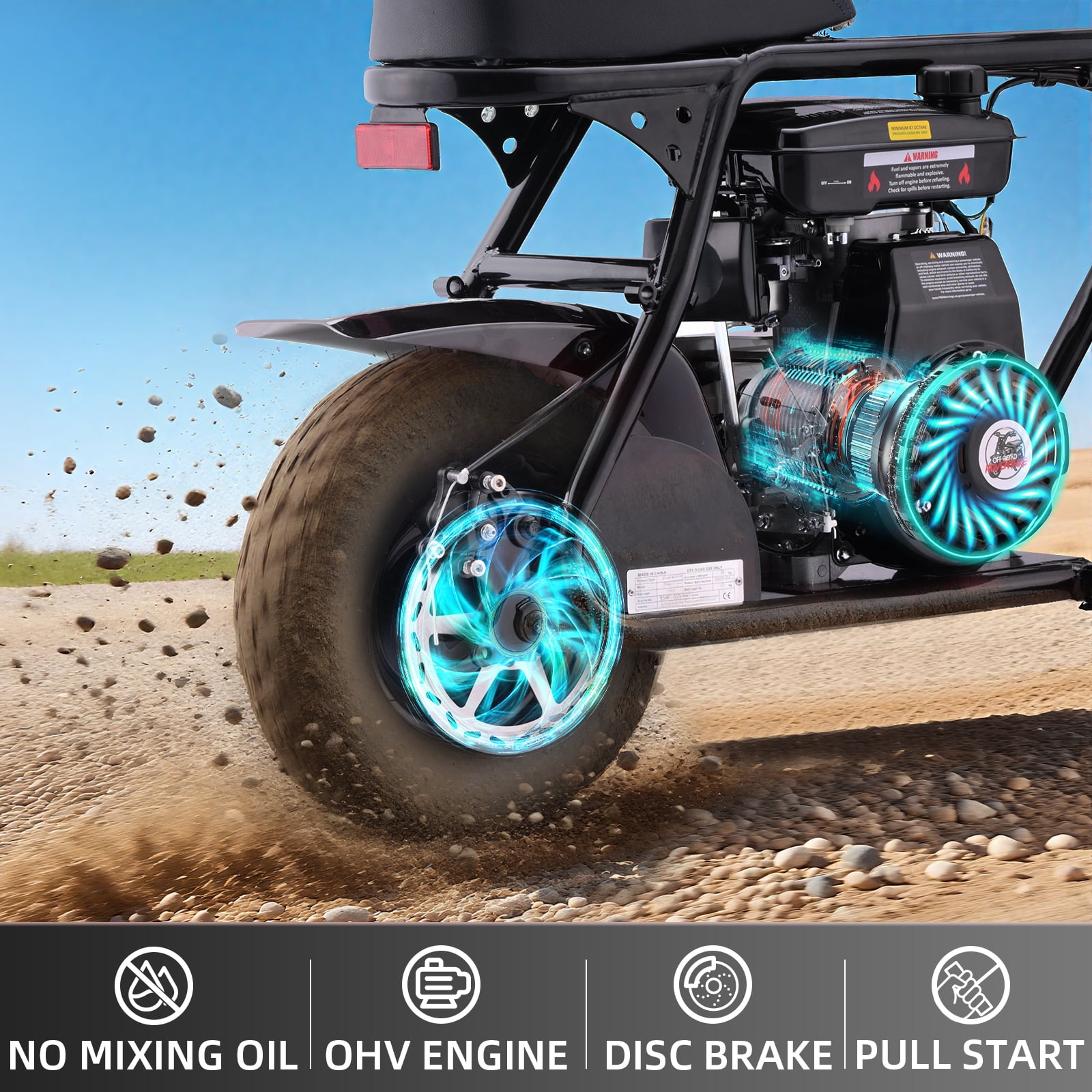 Aoemoe MB001 Gas Powered Mini Dirt Bike 99CC for Teens and Adults, 22MPH Off Road Motorcycle, Weight Support Up to 200 LBS - Black