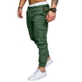 thumbnail image 2 of Fangasis Mens Cargo Pant Elastic Waist Sweatpants Drawstring Jogger Pants Men Athletic Trousers Comfy Hiking Bottoms Army Green XL, 2 of 3
