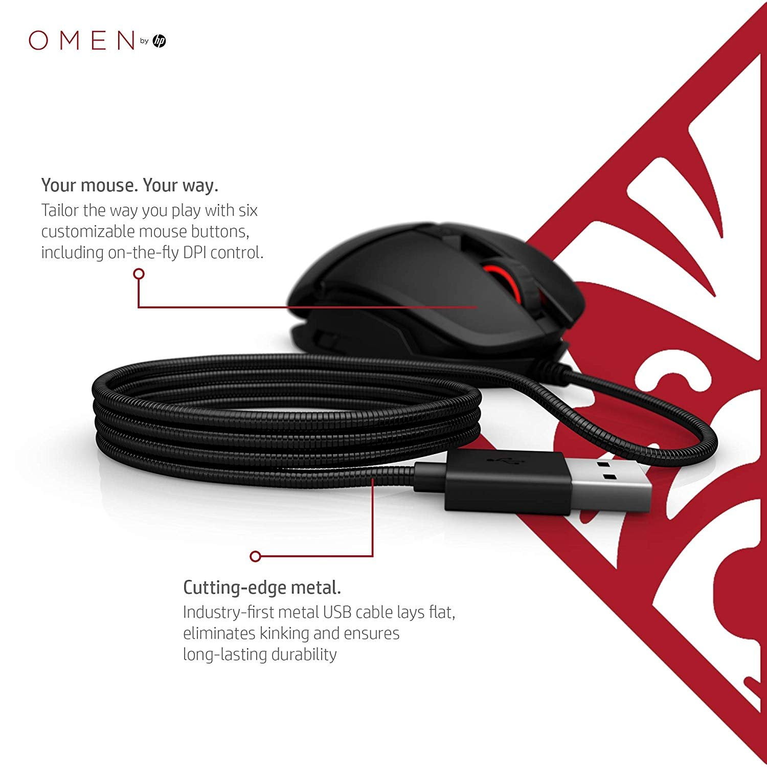 OMEN by HP Wired USB Gaming Reactor Mouse Black/Red