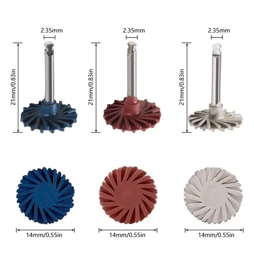Dental Porcelain Grinding Polishing Wheel Kit Rubber Diamond Ra 2.35Mm