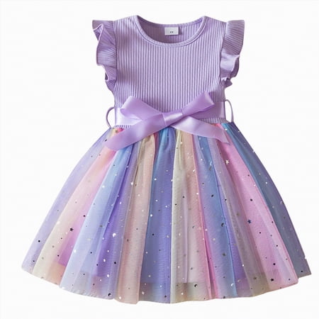 Yindaity Girls Dresses Size 6-7 Girls Ballet Long Sleeve Skirted Leotards with Tutus Skirt Dance Dress Ballerina Outfits(Purple 1-2 Years)