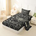 thumbnail image 2 of Homewish Skull Months Dragonflies Twin Sheets,Grunge Damask Bedding,Halloween Bed Set,3 Pieces,1 Fitted Sheet and 1 Pillowcase, 2 of 6
