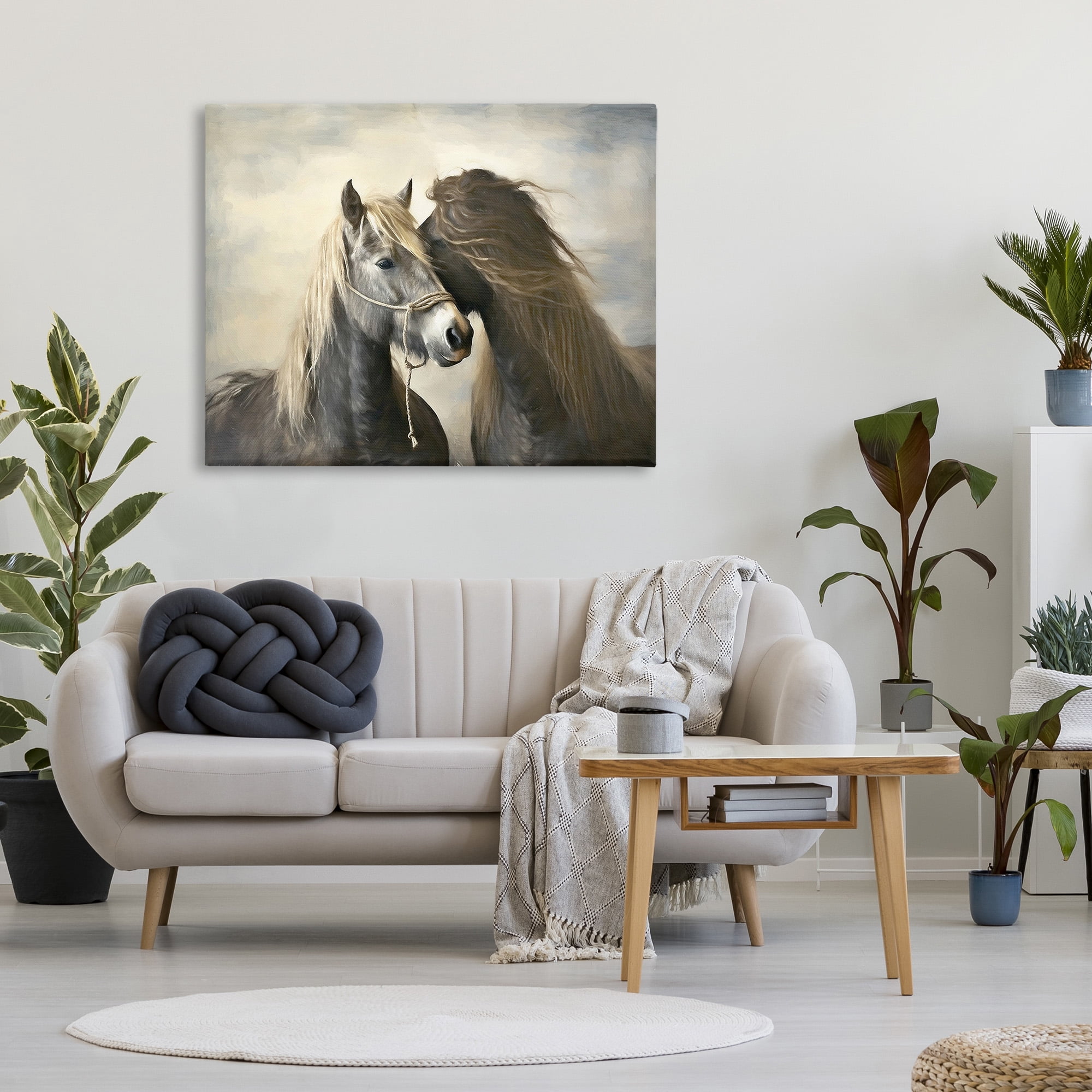 Stupell Industries Traditional Hugging Horses Animals & Insects Painting Gallery Wrapped Canvas Art Print Wall Art, 48 x 36