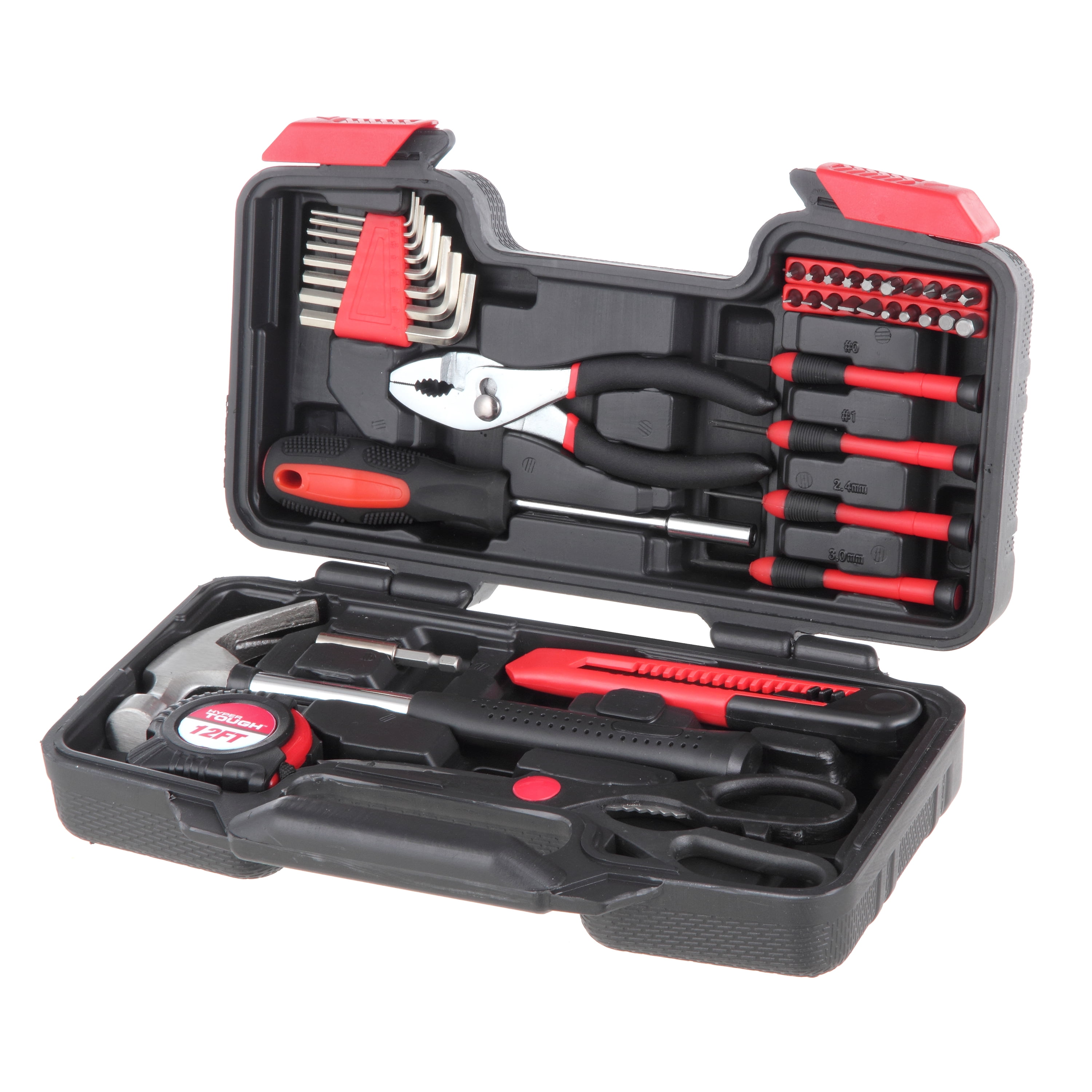 Hyper Tough 39Piece Household Tool Set, Black & Red