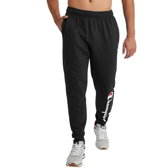 Champion, Powerblend, Fleece Joggers, Comfortable Sweatpants for Men Reg. or Big, Black Script, XX-Large Tall