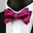 thumbnail image 2 of Alizeal Mens Paisley Jacquard Untied Bow Tie Pocket Square Set, Hot Pink, 2 of 4