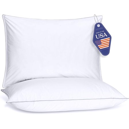 King Size Down Alternative Pillow Set of 2 – Cooling, Machine-Washable Bed Pillows for Side, Back, and Stomach Sleepers, Made in USA