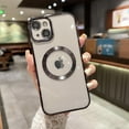 thumbnail image 5 of Compatible with iPhone 12 Mini Magnetic Clear Case,Luxury Plating Bling Transparent Shockproof MagSafe Case with Full Camera Lens Protector for iPhone 12 Mini Women Girl Men-Black, 5 of 14