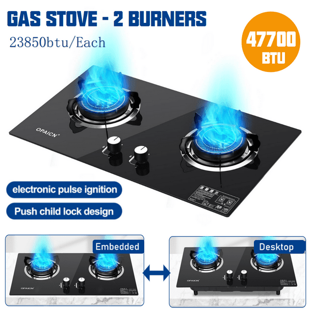 Wobythan 2 Burners Gas Stove Portable Camp Propane Stove Cooktop for