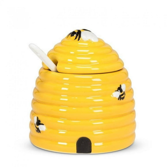 Beehive Covered Jar With Spoon Honey Pot