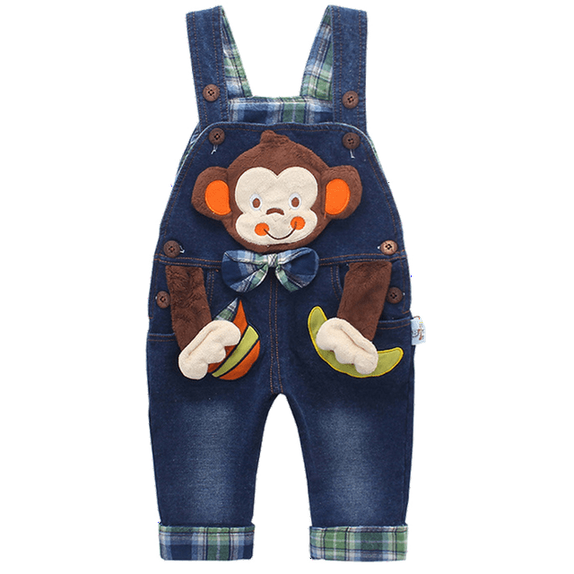 KIDSCOOL SPACE Mono vaquero para bebé niño niña,Pantalones de peto de mezclilla 3D para niño pequeño