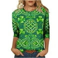 thumbnail image 2 of HOMBOM Spring St.Patricks Day Shirts for Women Irish Graphic Tees Green 3/4 Sleeve Shamrock Print Crewneck Ladies Tshirts Cute, 2 of 5