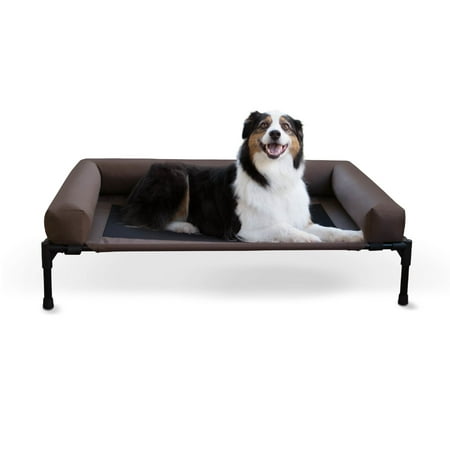 K&H Pet Products Original Bolster Pet Cot Elevated Pet Bed Chocolate/Black Mesh Large 42 X 30 X 7 Inches