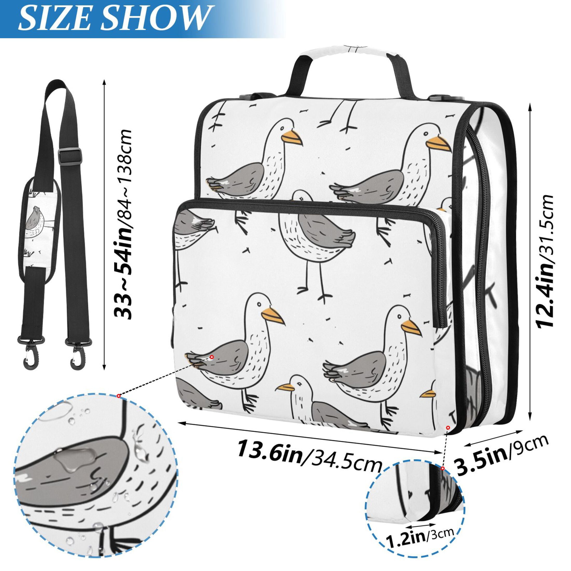 ALAZA Zipper Binder Abstract Bird 3 Ring Trapper Keeper File Folder Organizer Bag