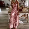 thumbnail image 2 of Robe Boho à Bretelles Spaghetti Florale Vintage Imprimé Floral Sans Manches Longue Maxi Robes Été Plage Vacances Robe d'Été (Rose, 4TG), 2 of 7